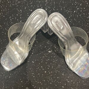 Zara Vinyl Sandals with Methacrylate Heels